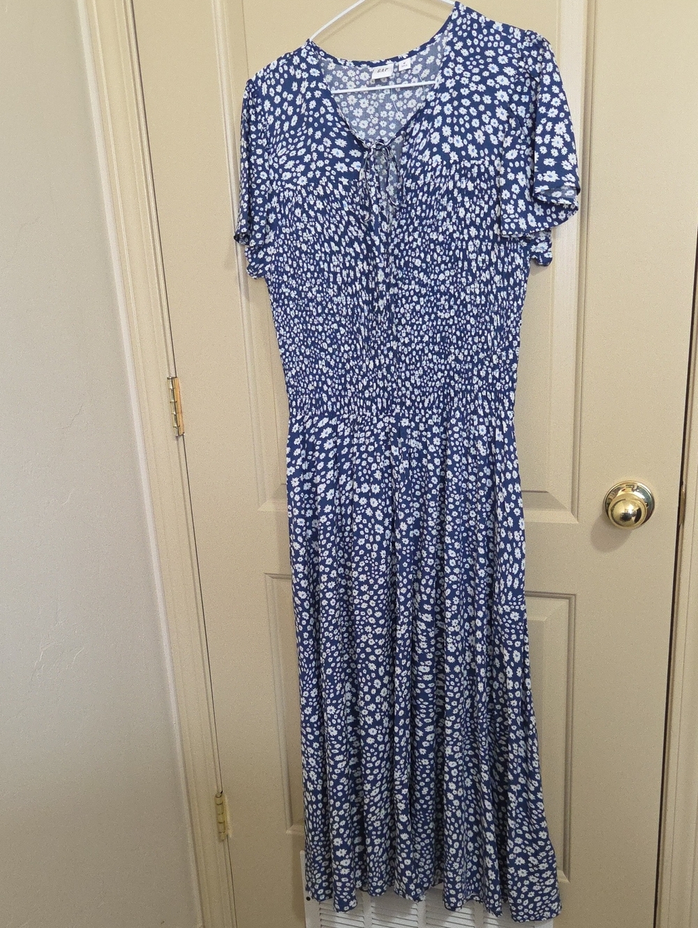 GAP Blue Floral Tie-Front Maxi Dress